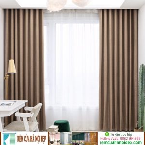 rèm vải màu nâu phòng khách