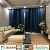 rèm vải mảu xanh đậ cho phòng khách