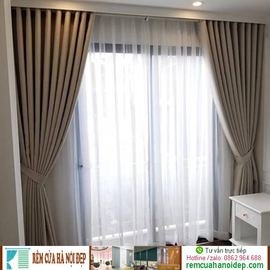 rèm vải màu nâu