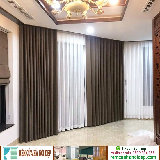 rèm vải màu nâu tối
