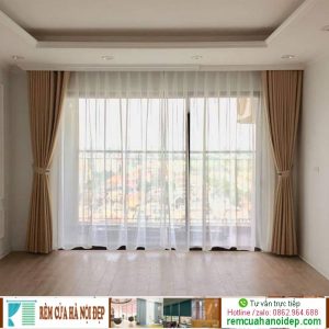 rèm vải màu nâu vàng