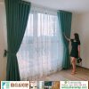 rèm vải màu xanh lá cây